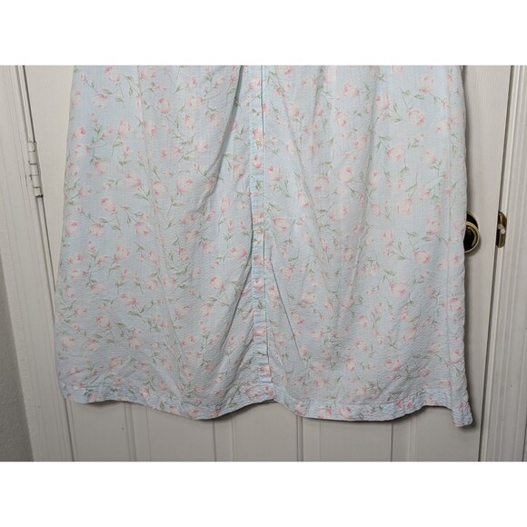 VTG Carriage Court Nightgown & House Robe 2X Blue Pink Floral Eyelet Lace Ribbon - Picture 4 of 15